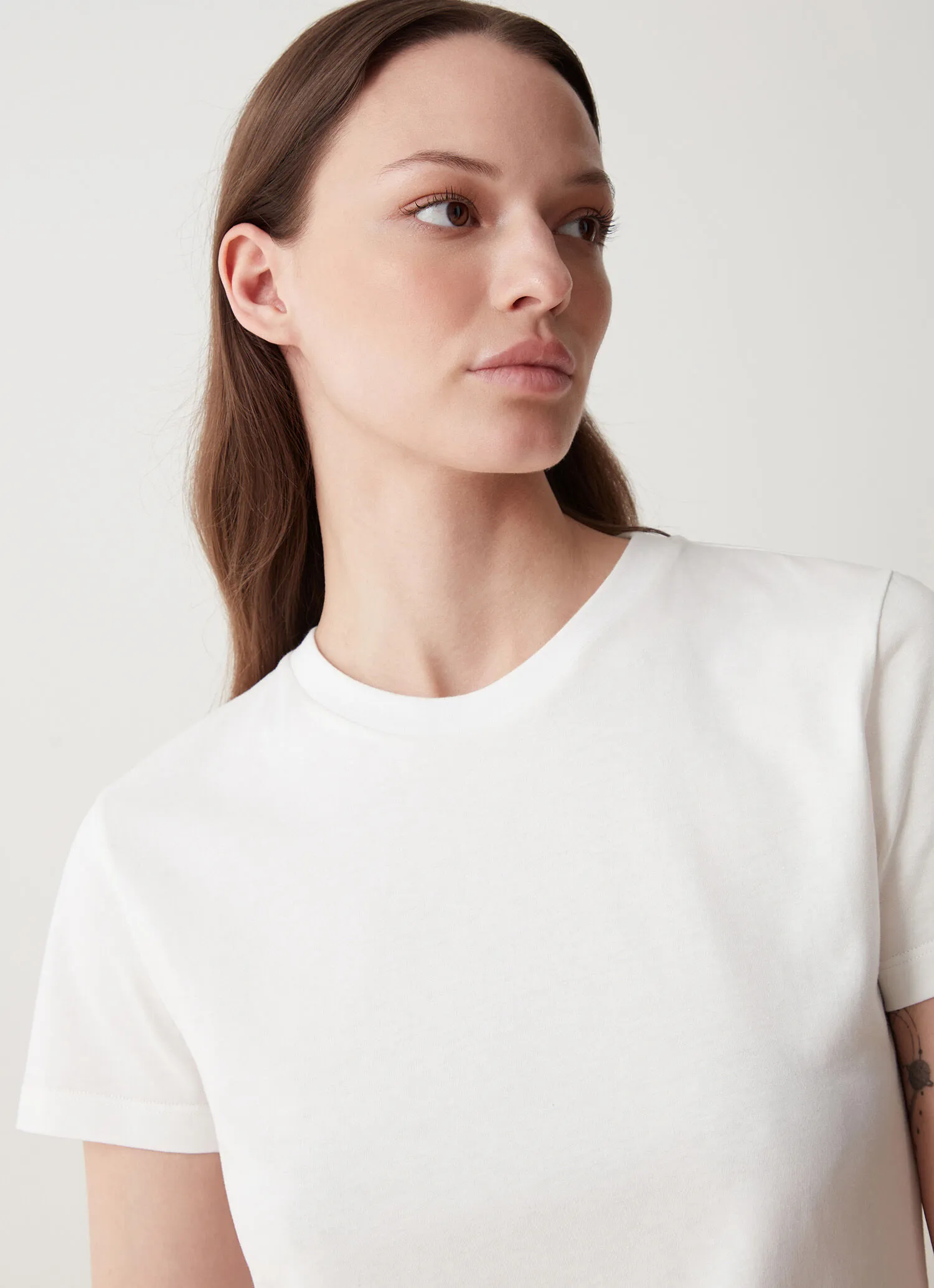 Round-neck stretch jersey T-shirt
