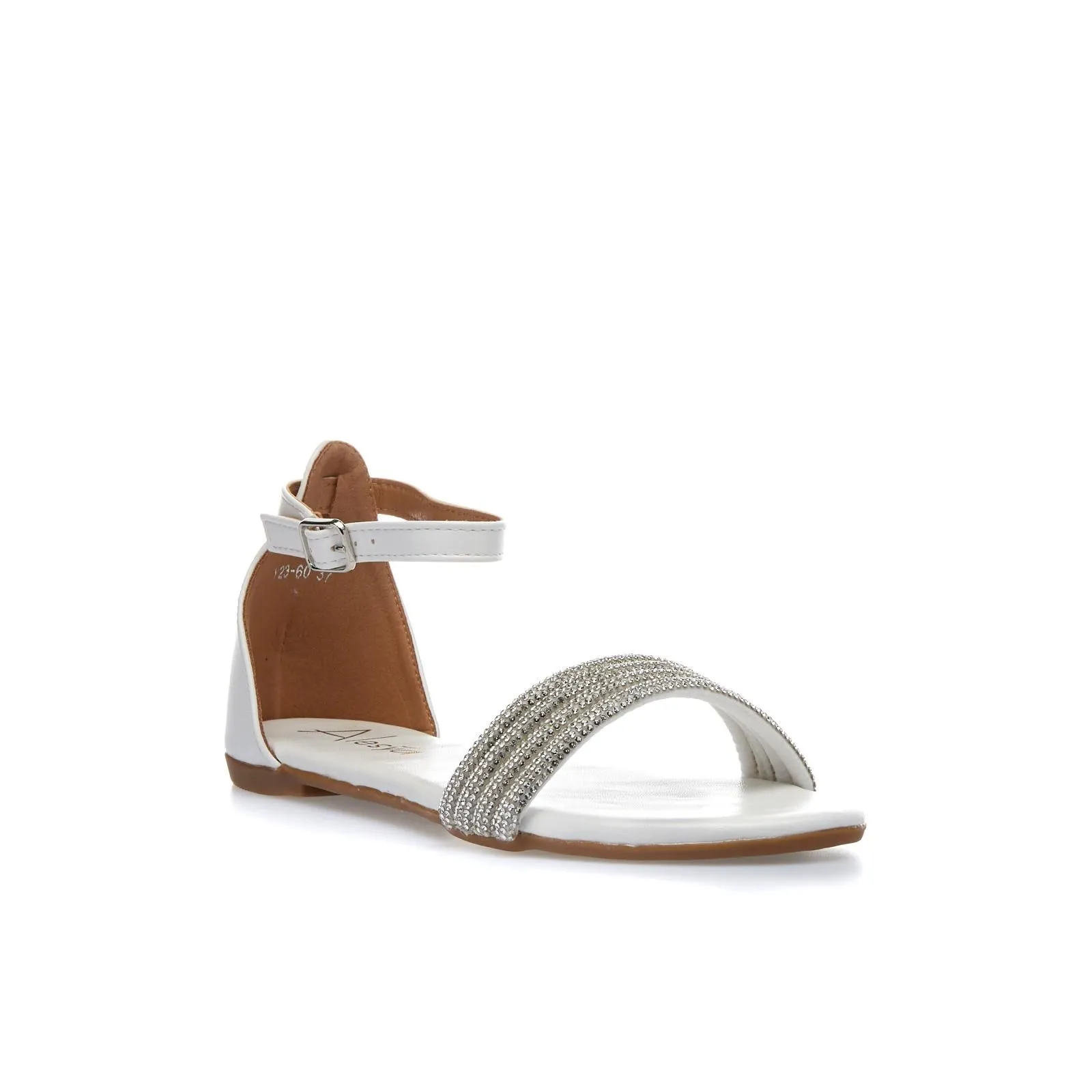 Sandali bassi bianchi con cinturini con strass