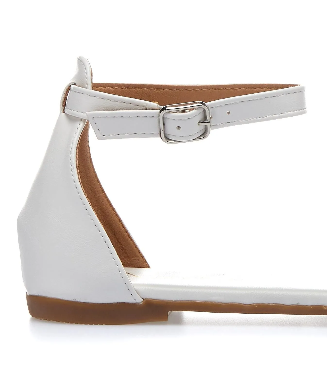 Sandali bassi bianchi con cinturini con strass