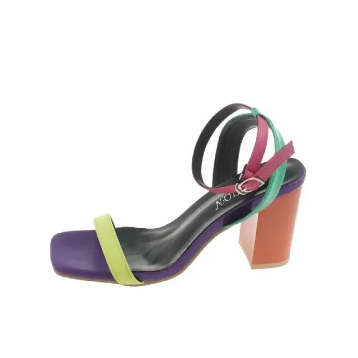 Scarpe da donna Nuovi sandali con zeppa colorati con testa quadrata scavati con tacco alto e pantofole stile sandali
