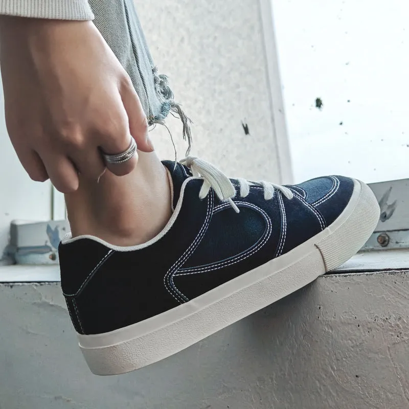 Scarpe da ginnastica da skate casual eleganti in tela piatta da uomo