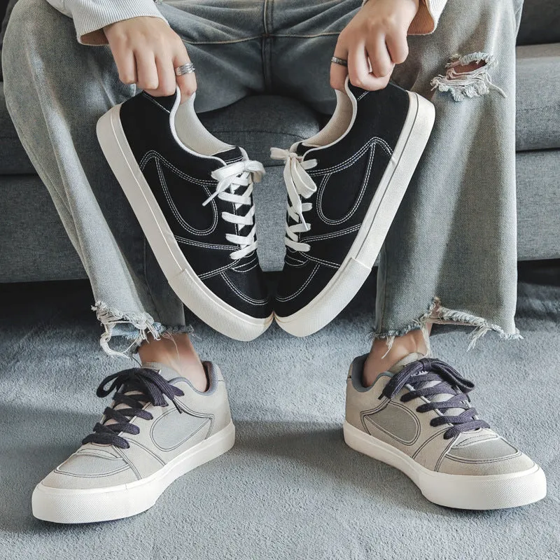 Scarpe da ginnastica da skate casual eleganti in tela piatta da uomo