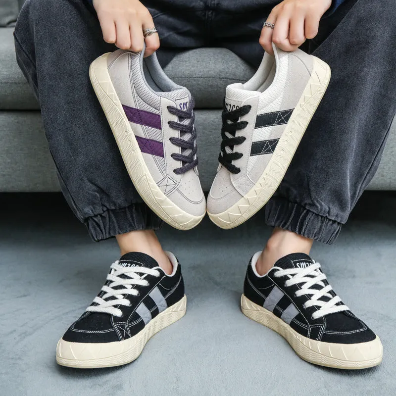 Scarpe da skate casual piatte in tela alla moda da uomo