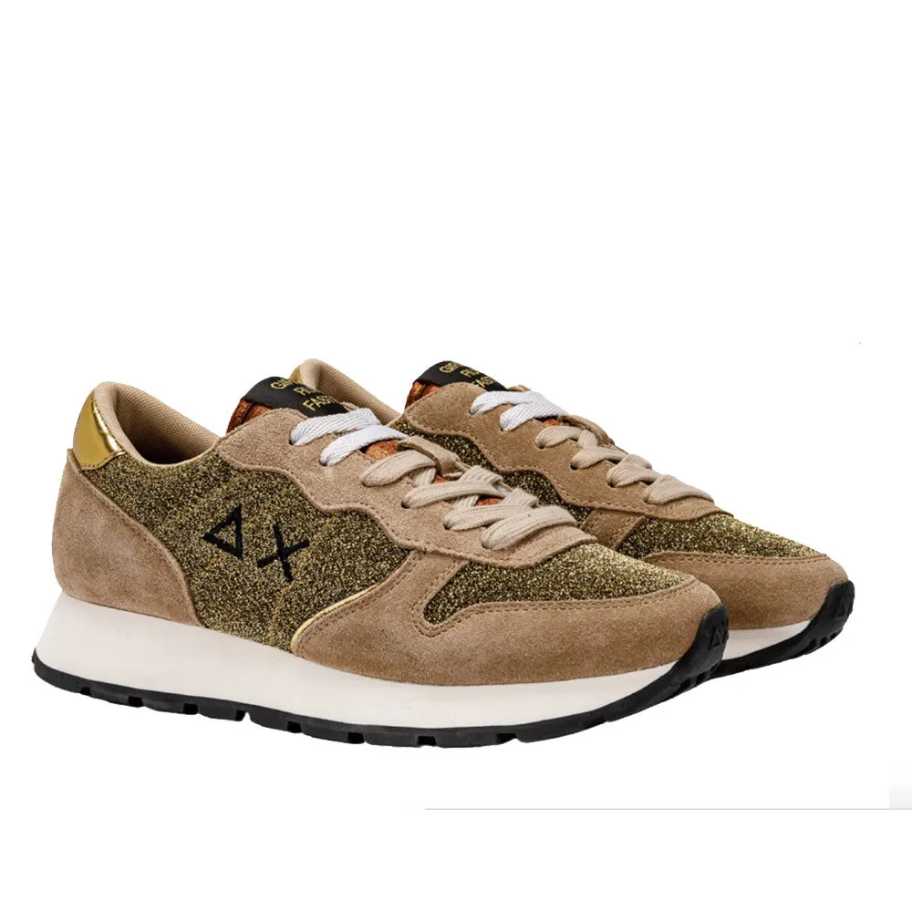 Scarpe Donna Sun68 Sneakers Ally Glitter Mesh Colore Beige Scuro - Z43204