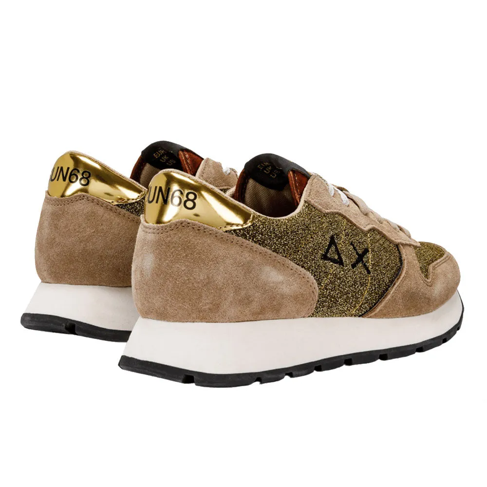 Scarpe Donna Sun68 Sneakers Ally Glitter Mesh Colore Beige Scuro - Z43204