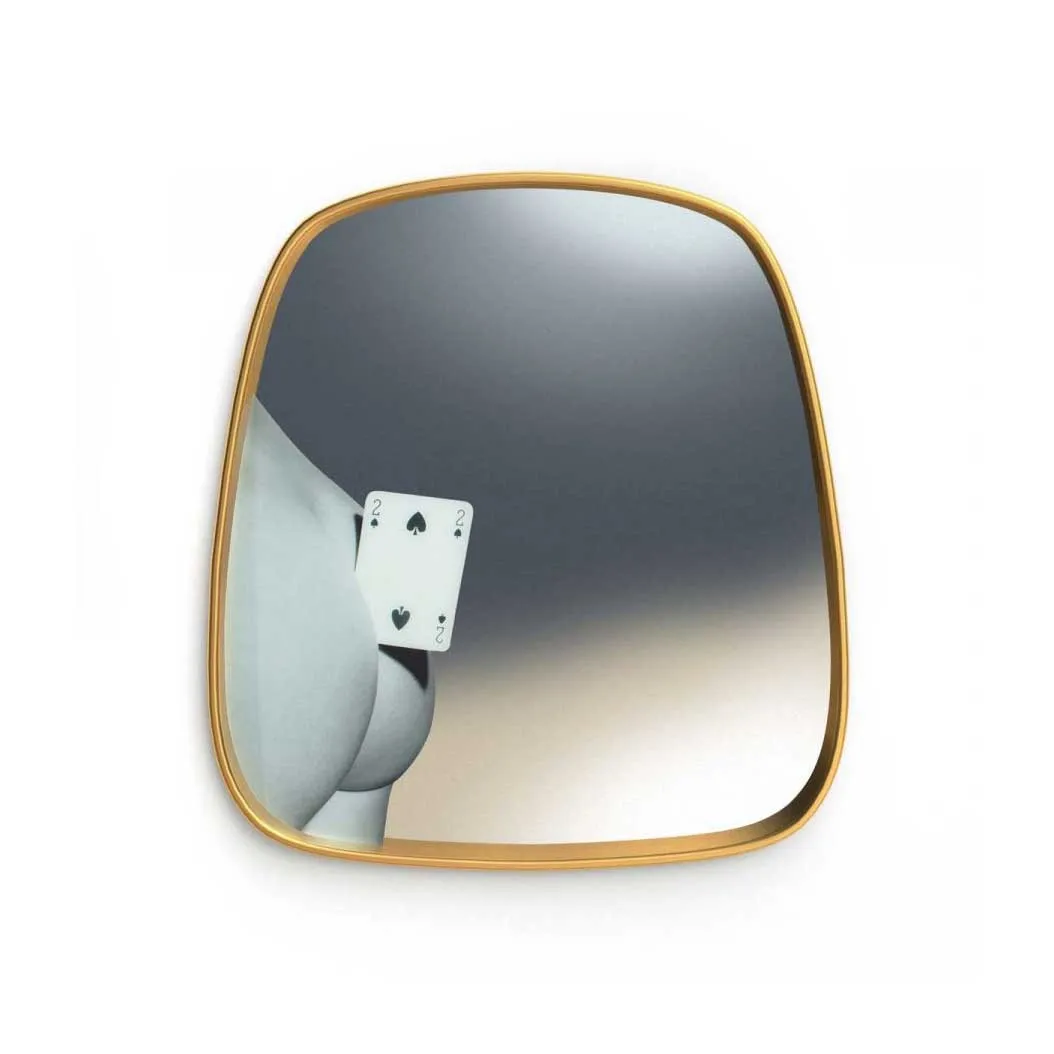 Seletti  Specchio con Cornice Dorata Due di Picche