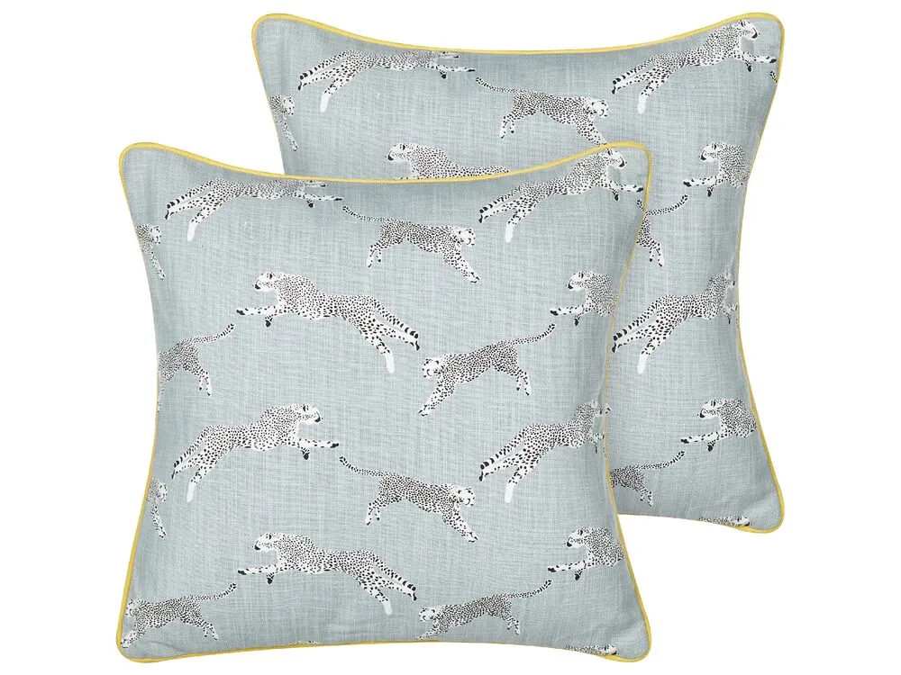 Set di 2 cuscini ARALES Cotone 45 x 45 cm Grigio chiaro Trama animale