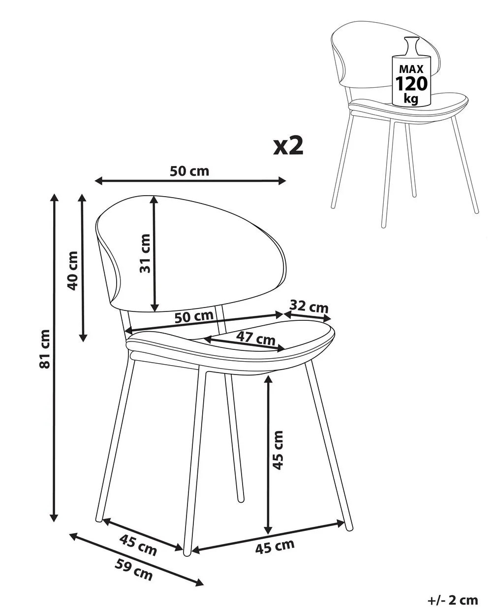 Set di 2 sedie da pranzo KIANA Pelle sintetica Marrone
