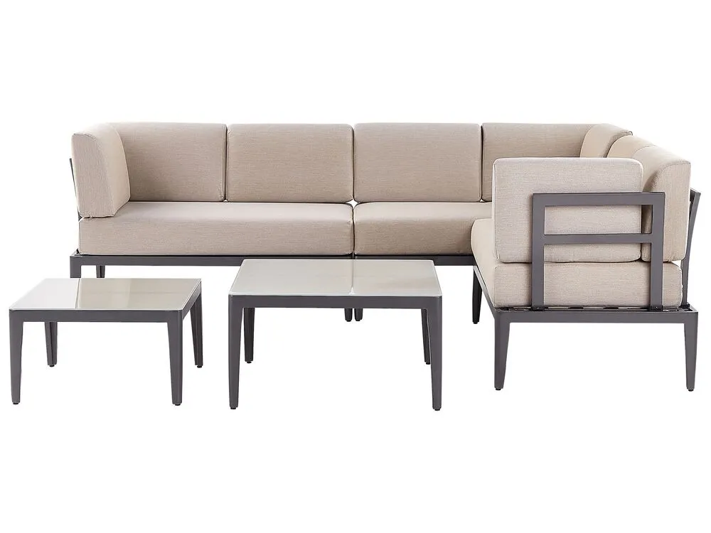 Set di divani angolari da giardino 6 posti RIMA III Lato Sinistro Modulare Metallo Beige
