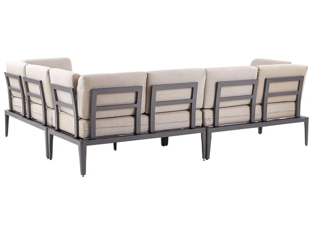 Set di divani angolari da giardino 6 posti RIMA III Lato Sinistro Modulare Metallo Beige