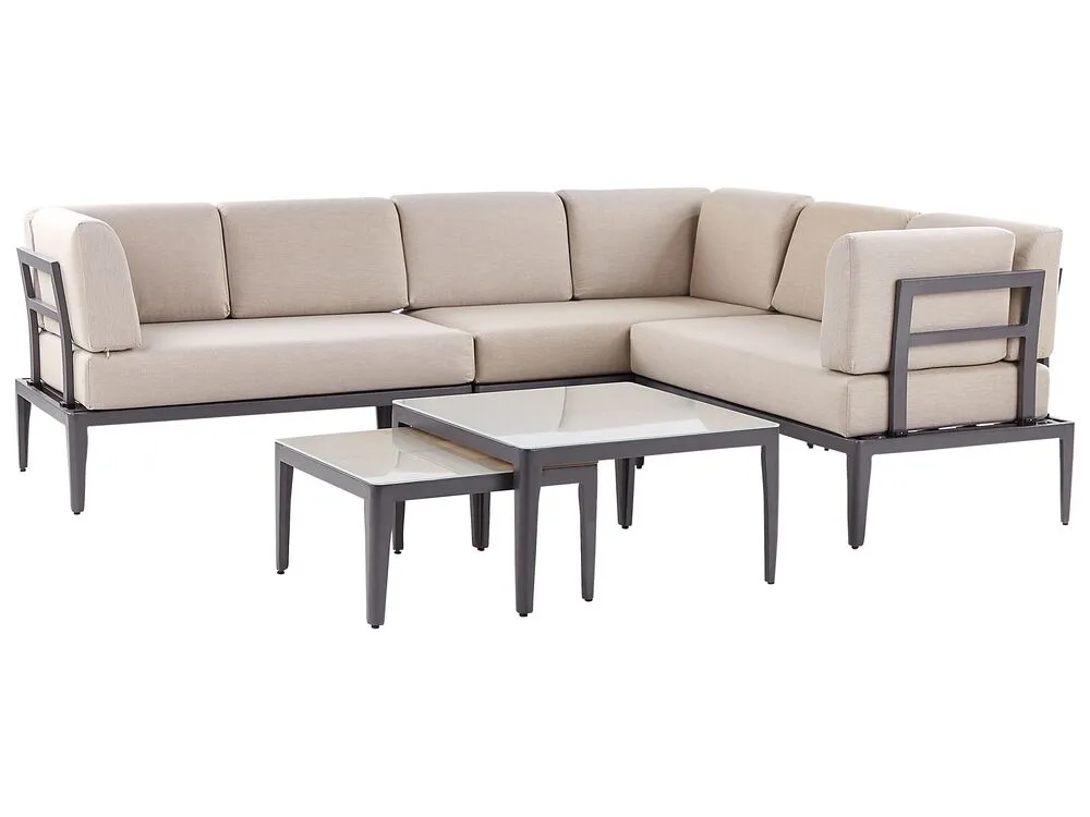 Set di divani angolari da giardino 6 posti RIMA III Lato Sinistro Modulare Metallo Beige