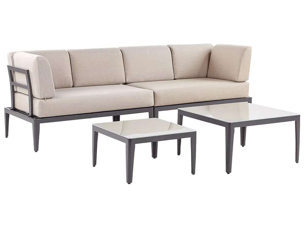 Set di divani angolari da giardino 6 posti RIMA III Lato Sinistro Modulare Metallo Beige