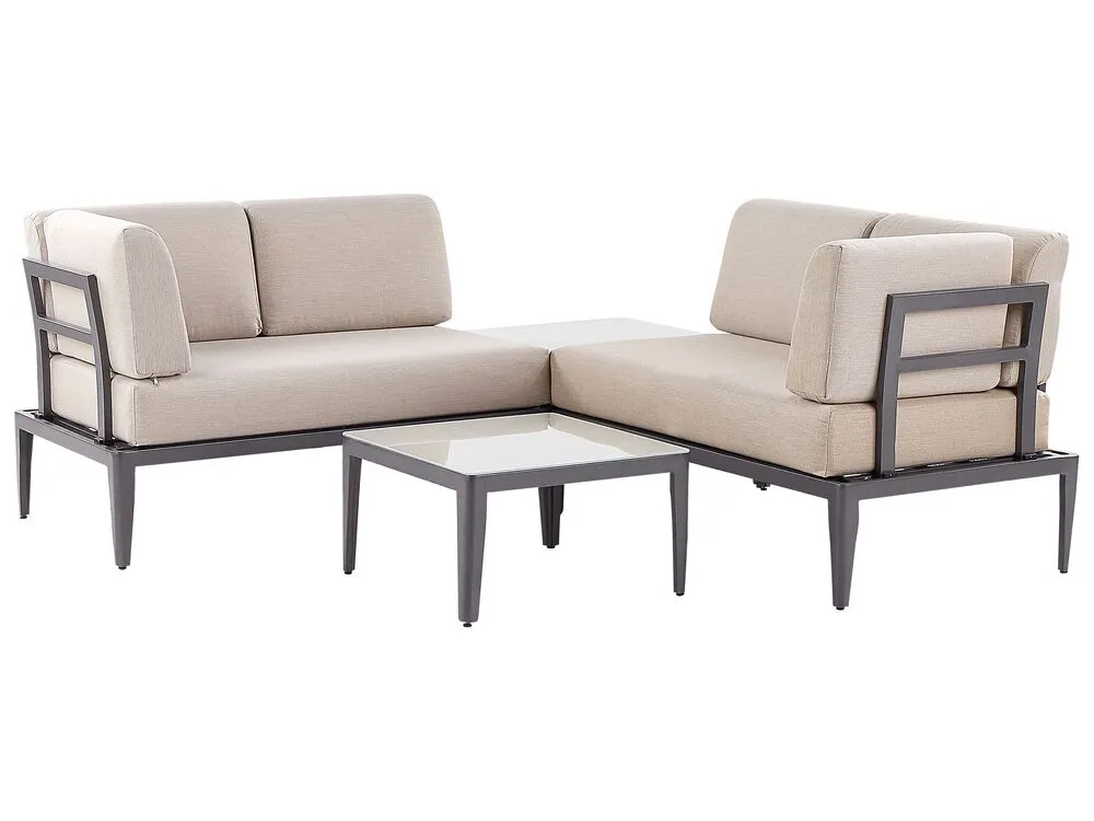 Set di divani angolari da giardino 6 posti RIMA III Lato Sinistro Modulare Metallo Beige