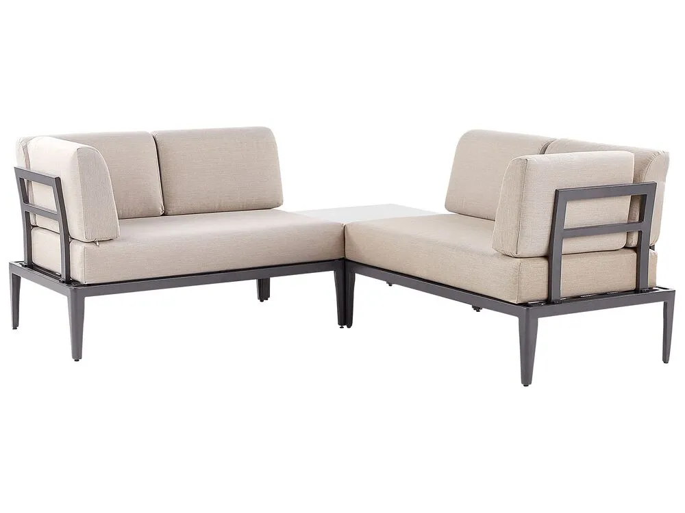 Set di divani angolari da giardino 6 posti RIMA III Lato Sinistro Modulare Metallo Beige
