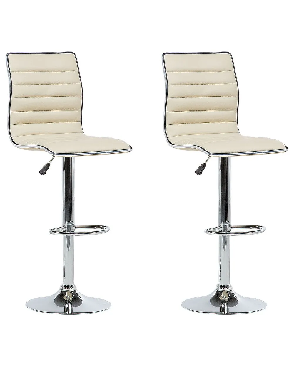 Set of 2 Bar Chairs LUCERNE Faux Leather Swivel Light Beige