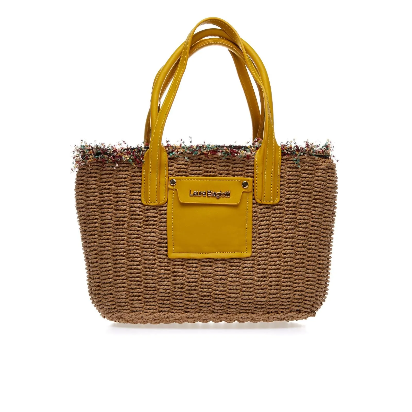 Shopper da mare beige in paglia