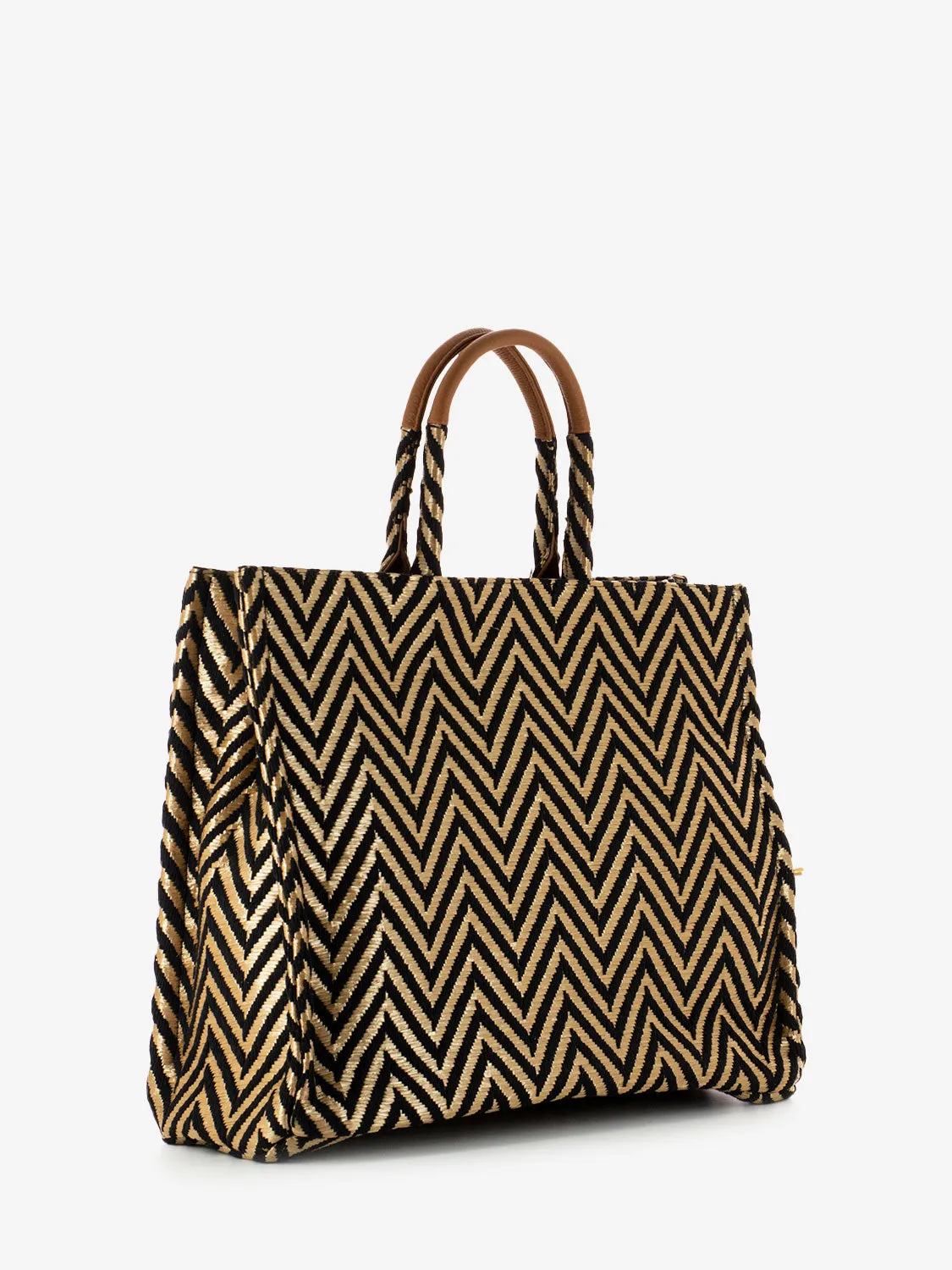 Shopper medium Liverpool cuoio / nero