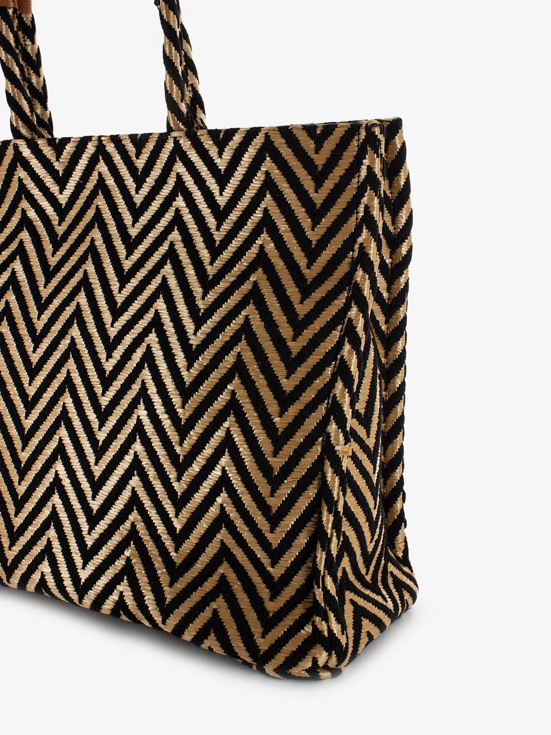 Shopper medium Liverpool cuoio / nero
