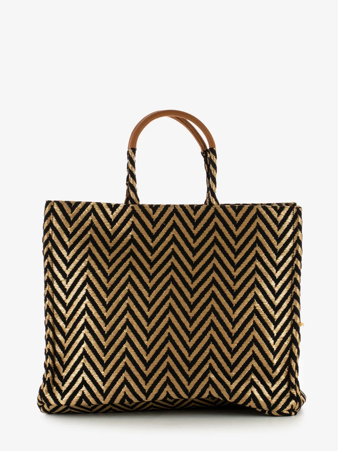 Shopper medium Liverpool cuoio / nero
