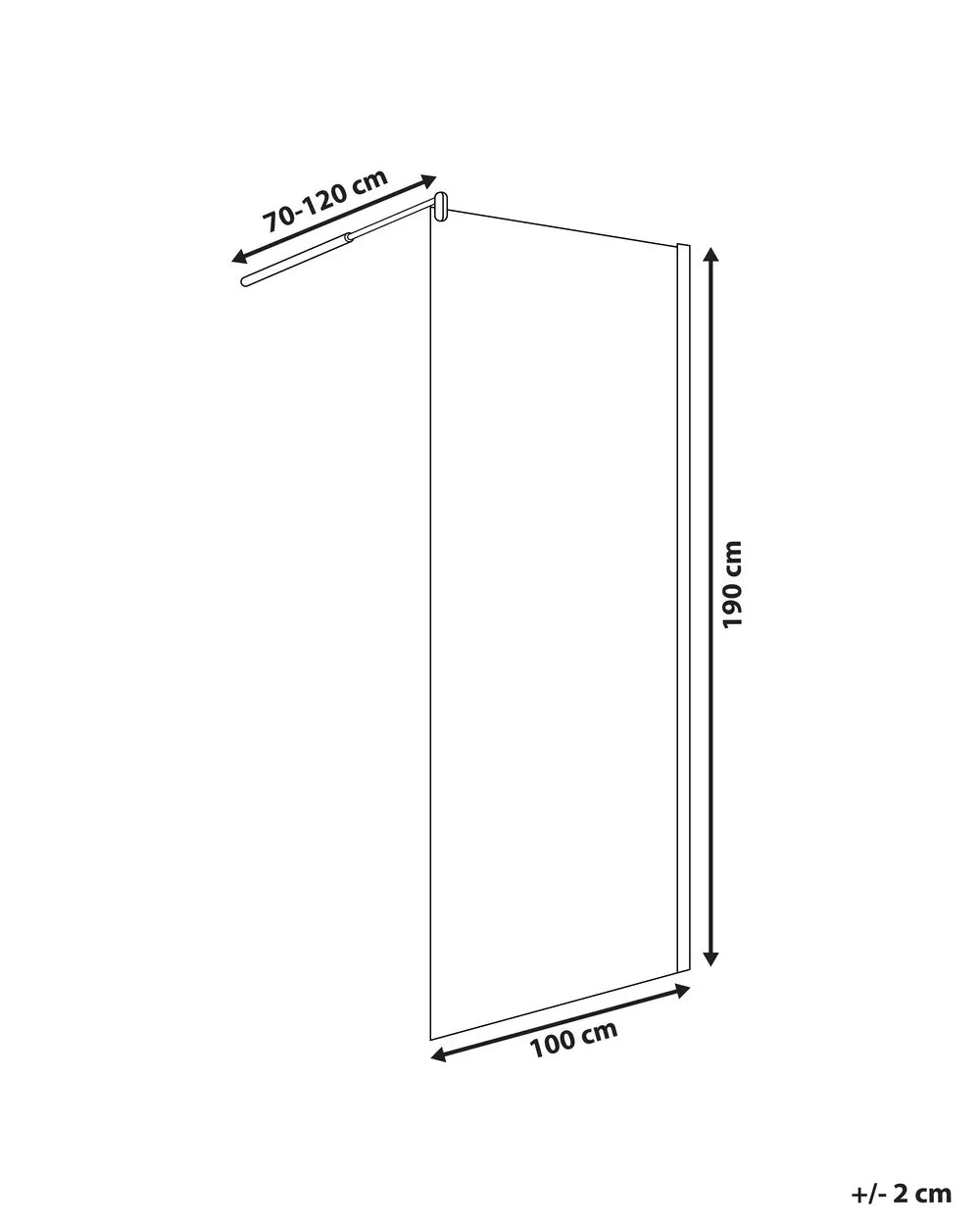 Shower Screen AHAUS 100 x 190 cm Gold