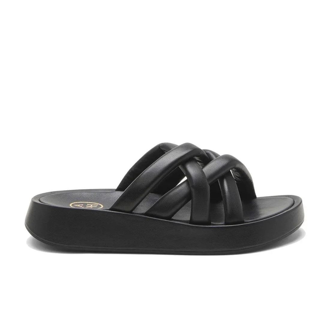 Sliders Ash Vanessa in pelle nera con plateau