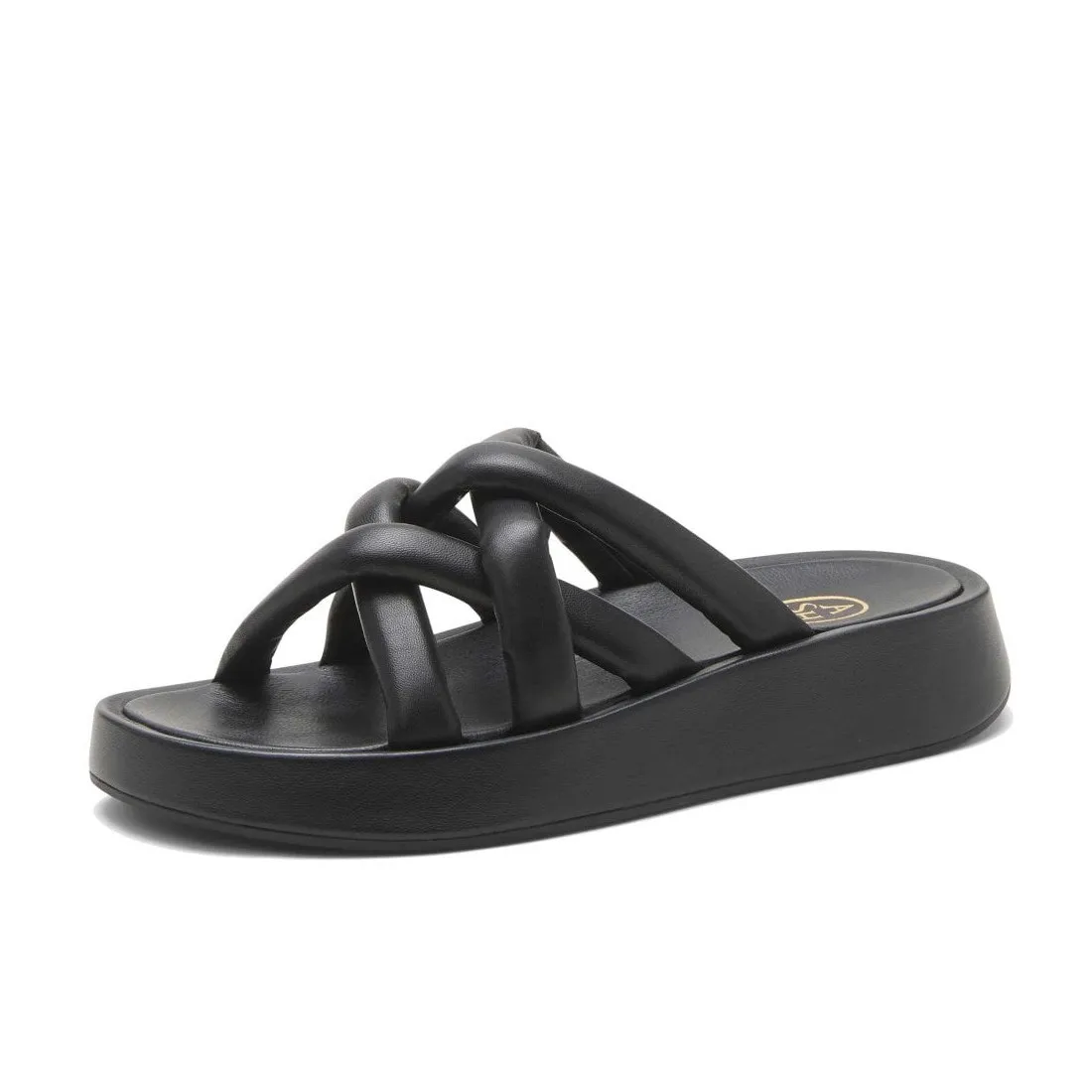 Sliders Ash Vanessa in pelle nera con plateau