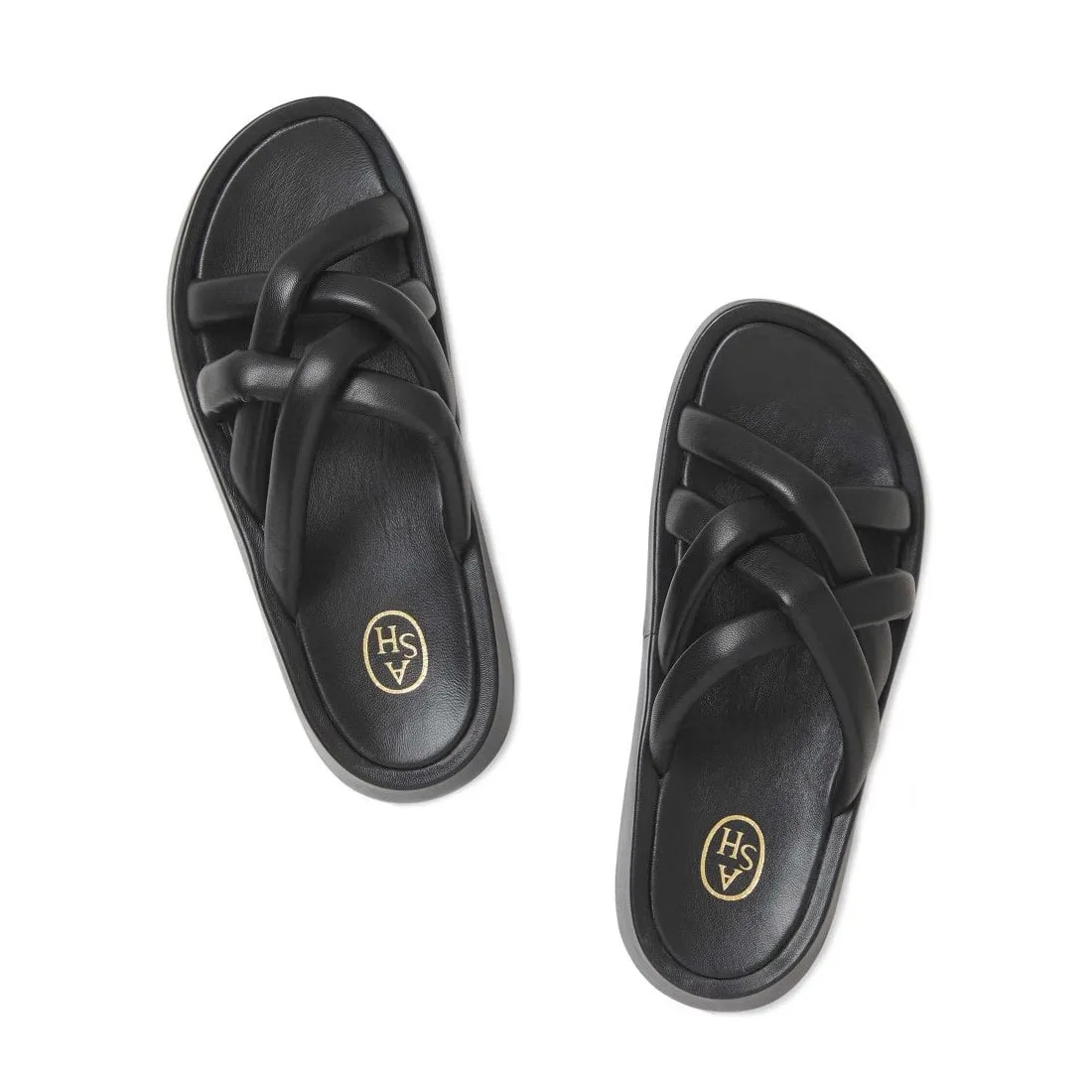Sliders Ash Vanessa in pelle nera con plateau