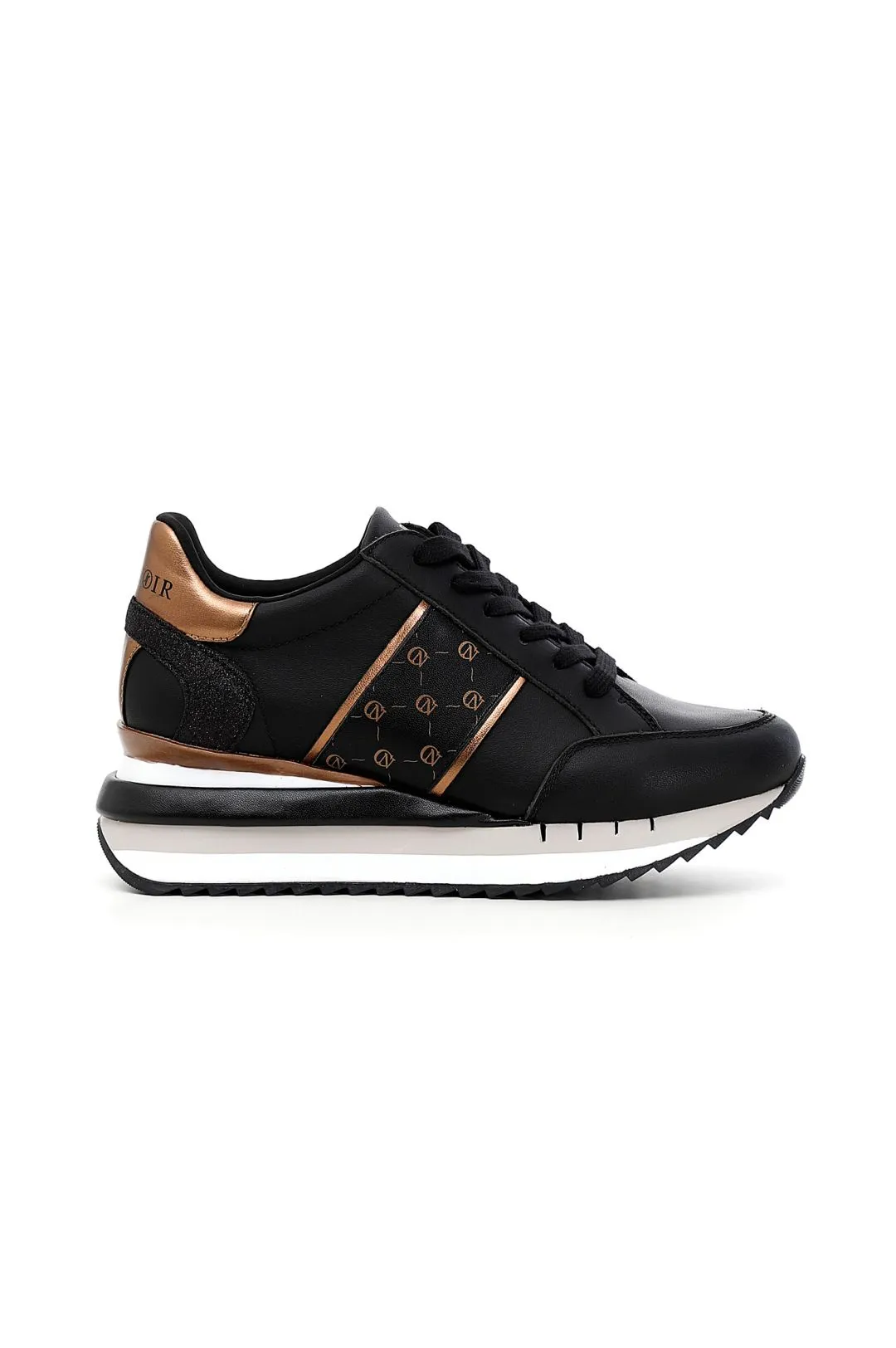 sneakers in pelle con fascia logata