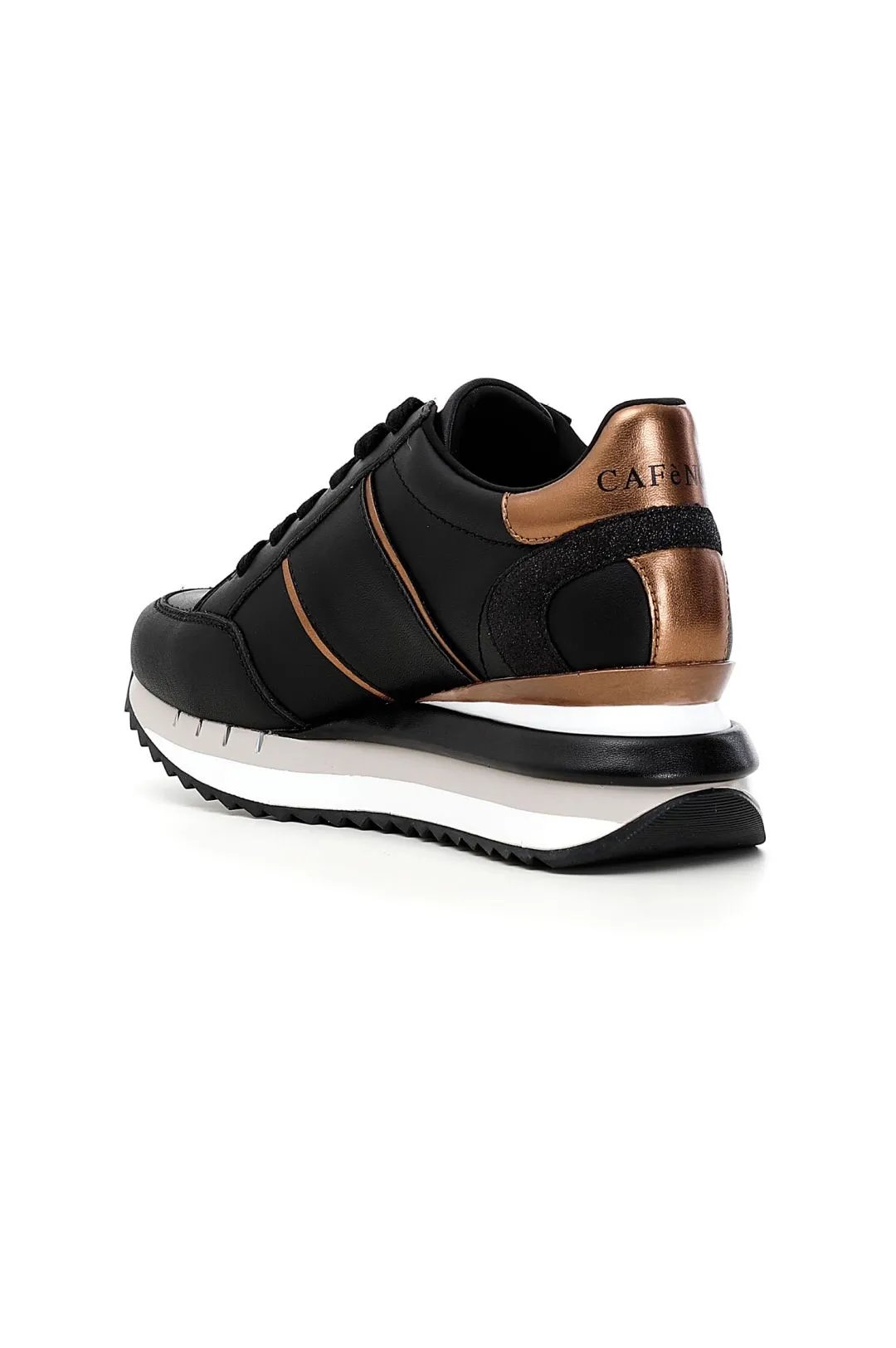sneakers in pelle con fascia logata