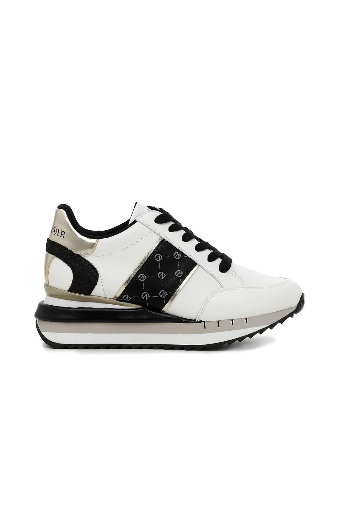 sneakers in pelle con fascia logata