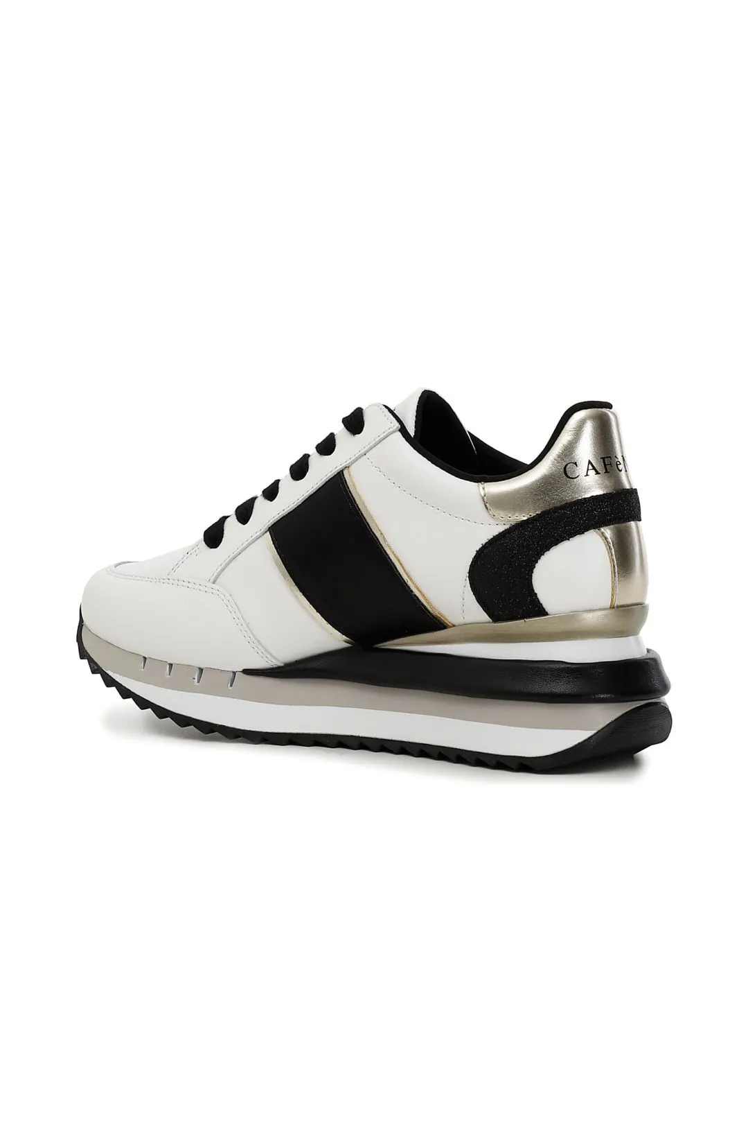 sneakers in pelle con fascia logata