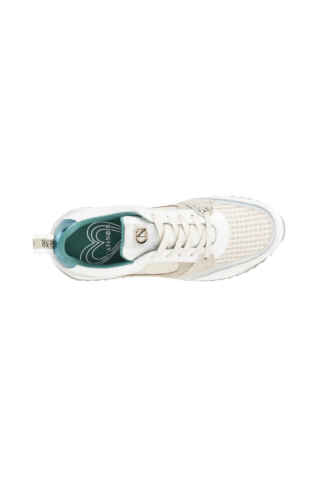 sneakers in tessuto glitter con lacci multi platino