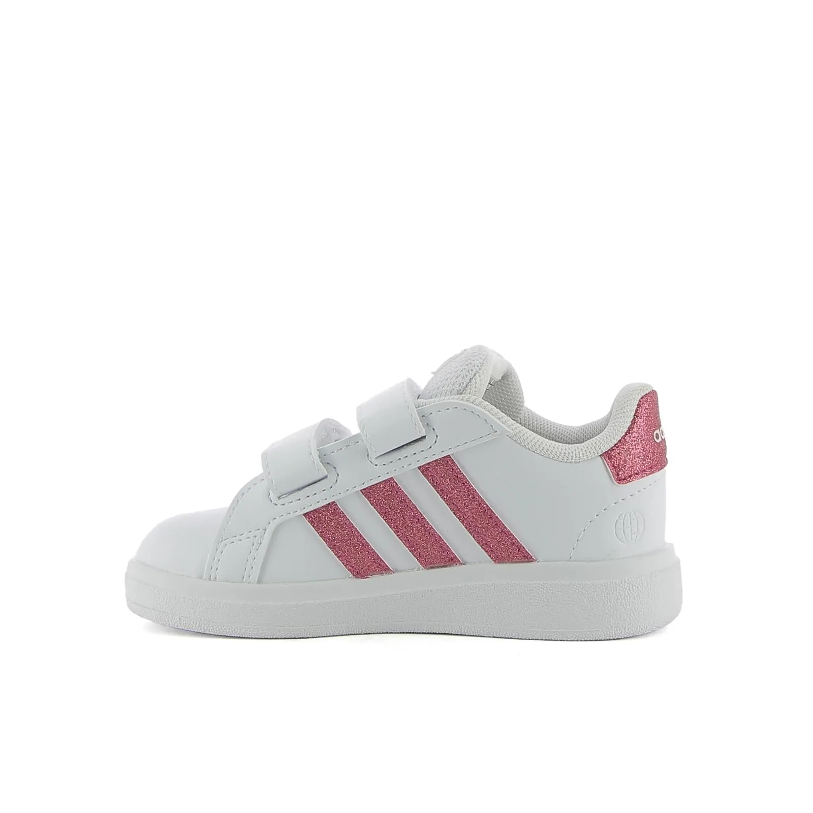 Sneakers tennis da bambina bianche e fucsia Grand Court