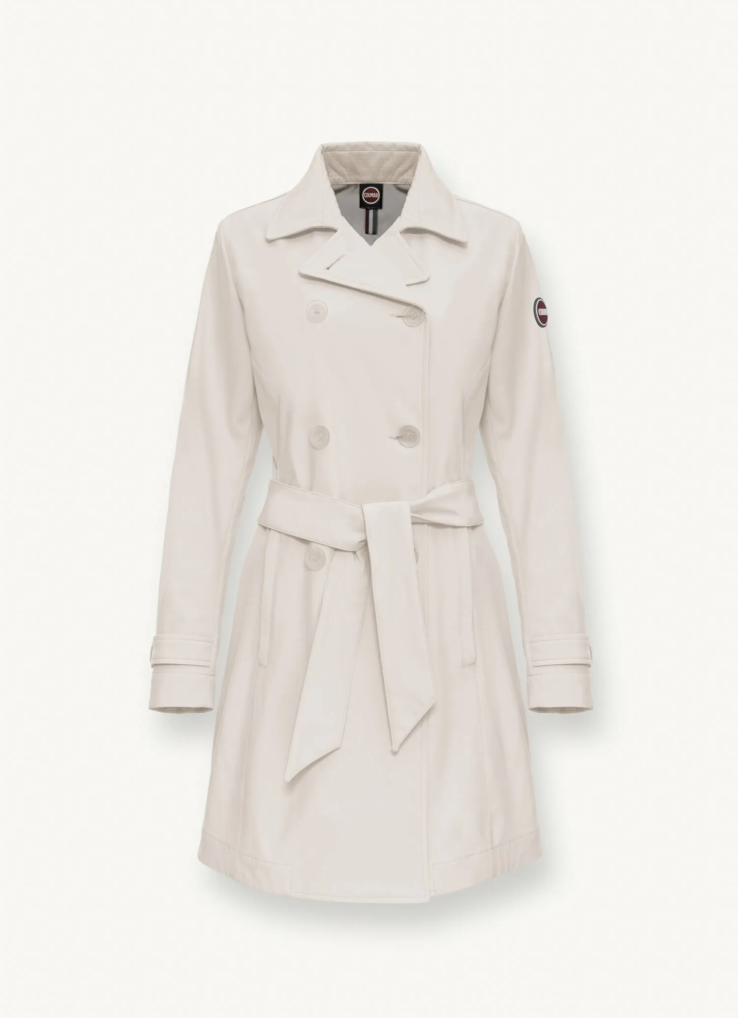 Softshell trench coat with belted waist