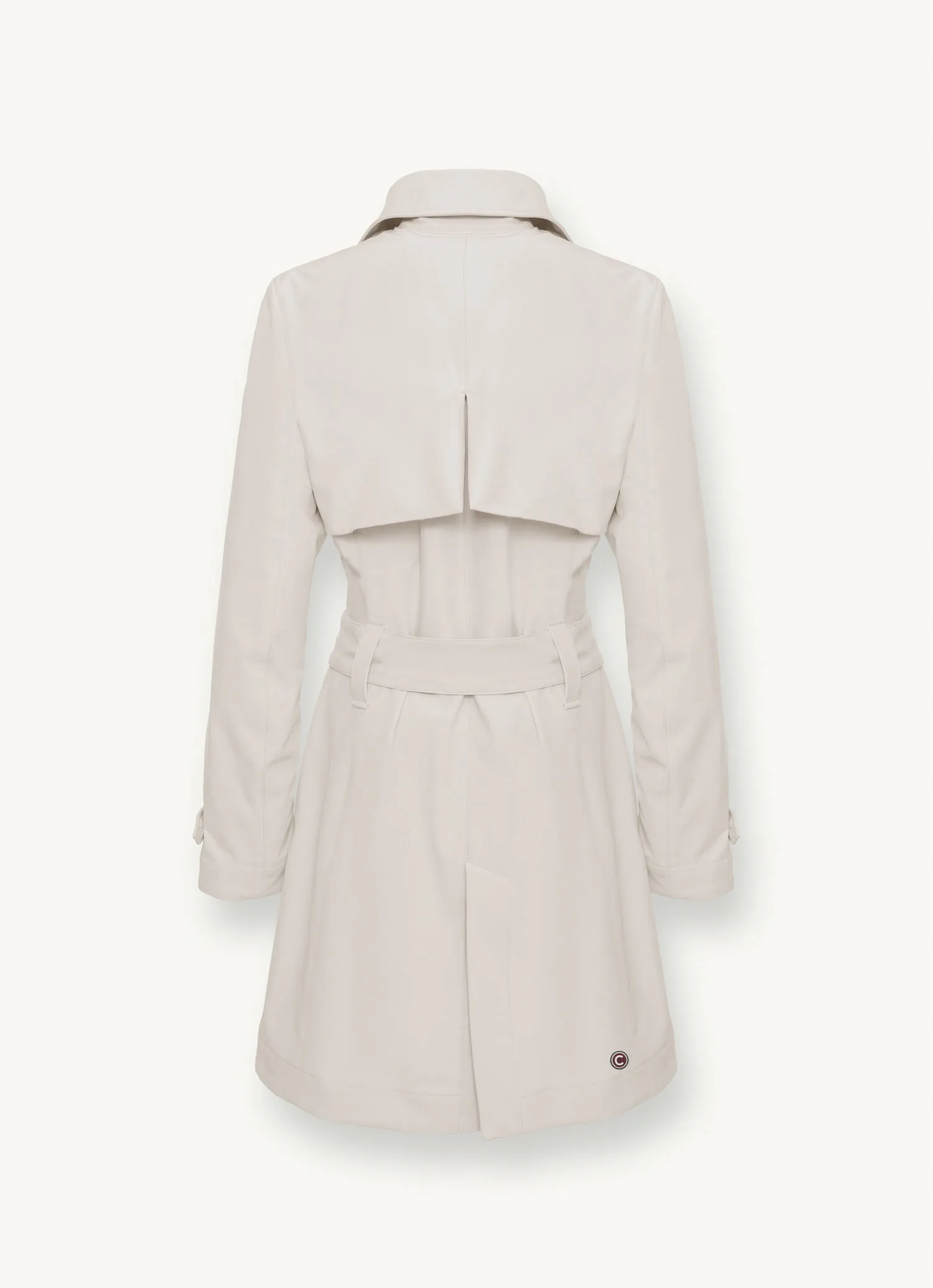 Softshell trench coat with belted waist