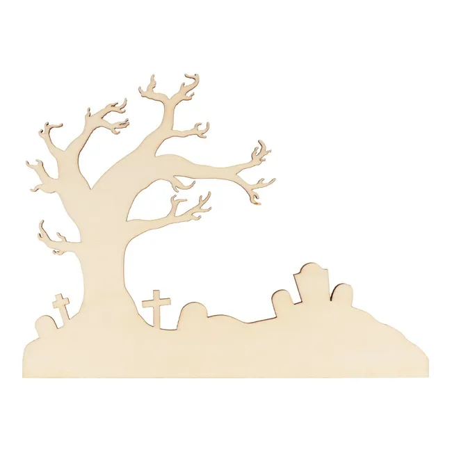 Statuetta di 22 pezzi in legno per la scena di Halloween 27 x 37 x 12 cm