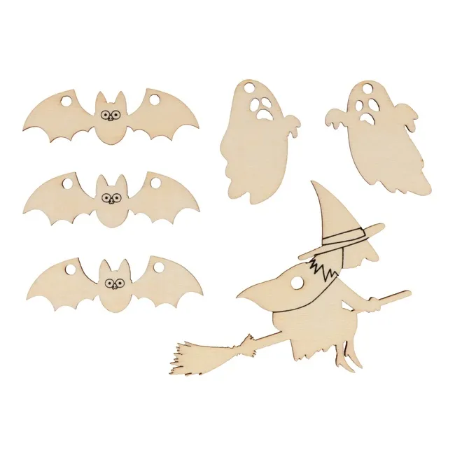 Statuetta di 22 pezzi in legno per la scena di Halloween 27 x 37 x 12 cm