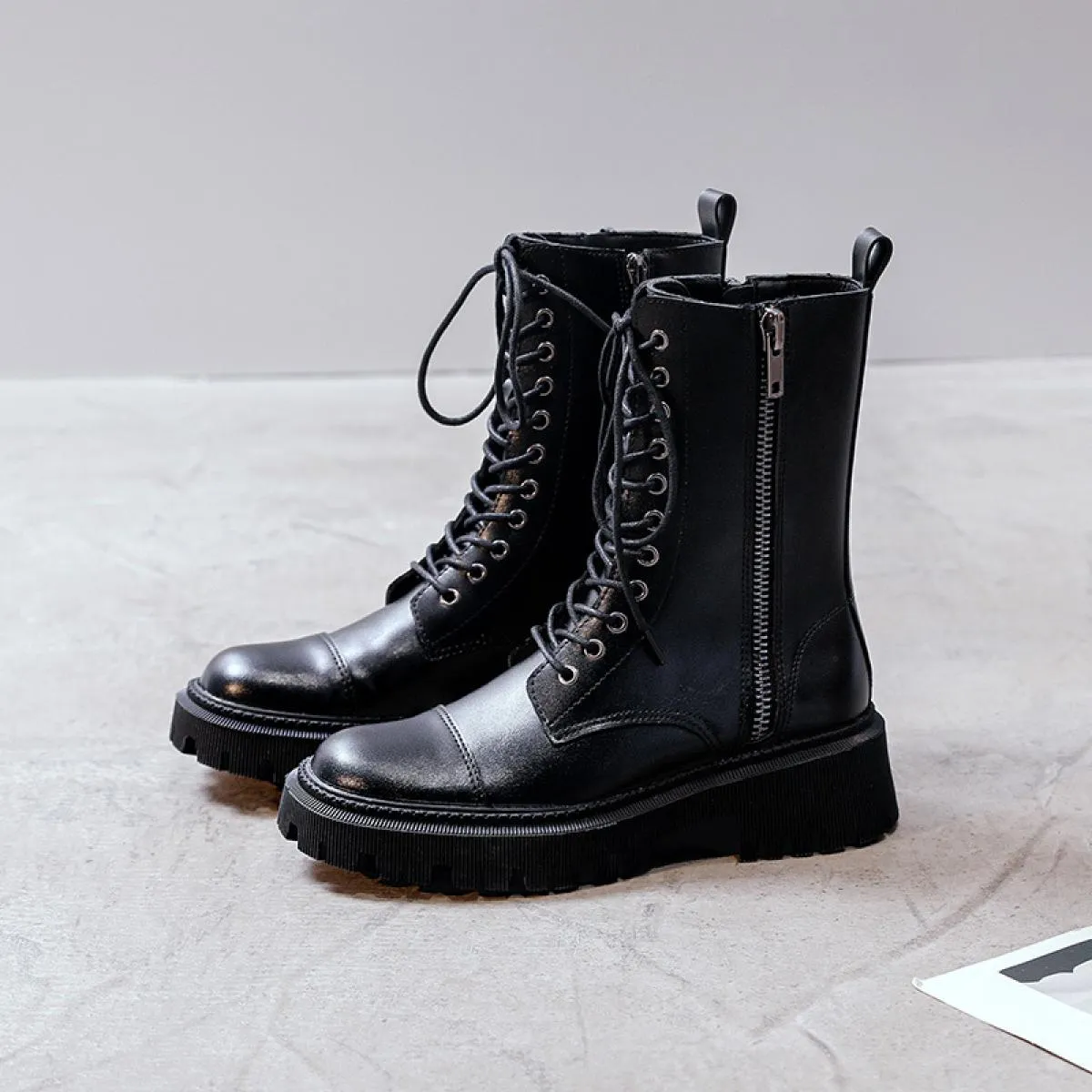 Stile moda donna punk discoteca stivali da moto scarpe in morbida pelle stivali con plateau e tacchi alti da donna Botas Muje