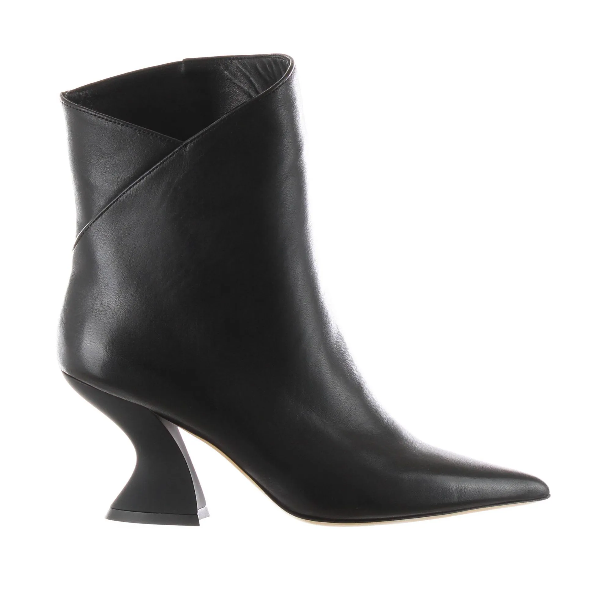 Stivaletto in pelle con tacco scultura