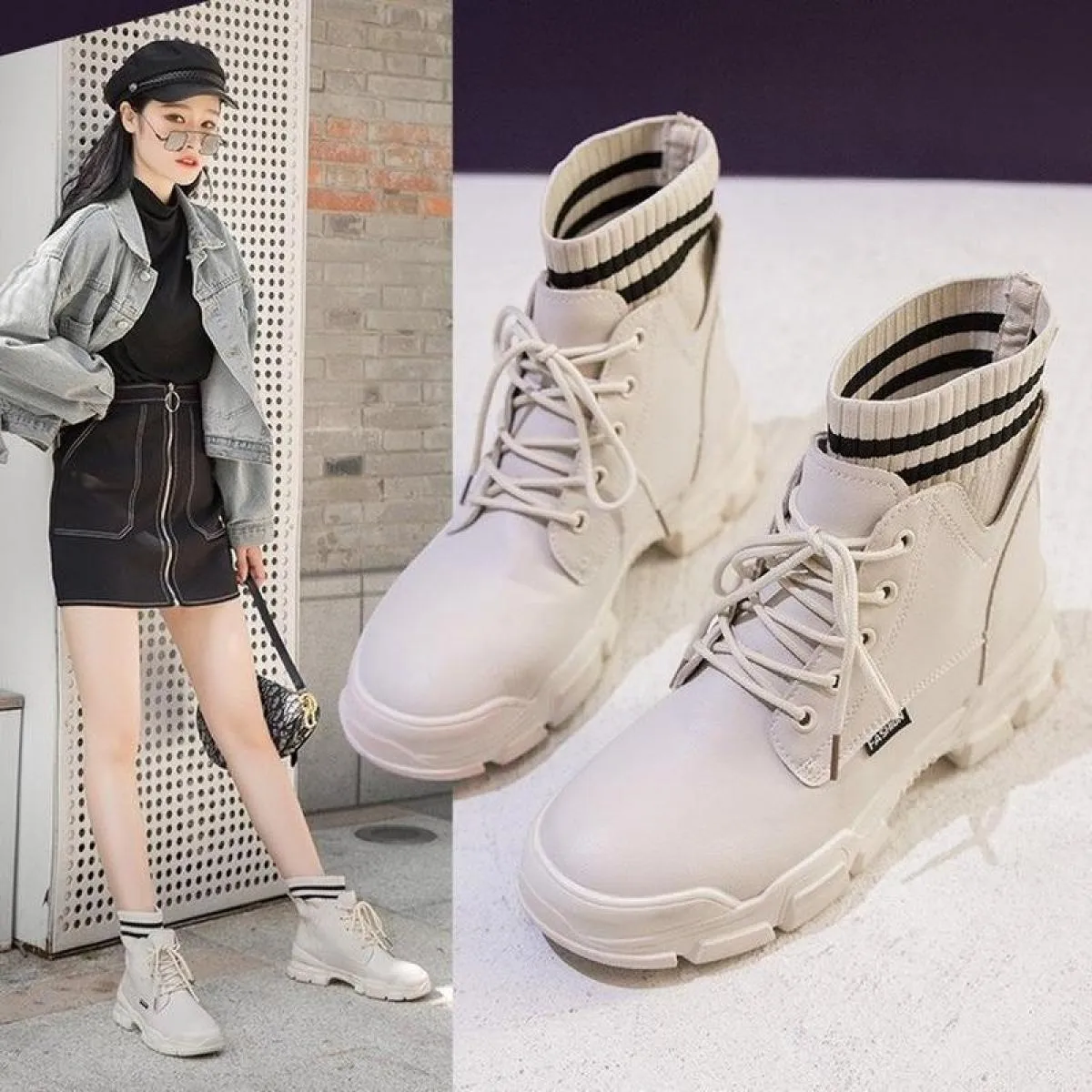 Stivali Europa donna autunno inverno nuova moda scarpe alte alla caviglia per donna stivali con plateau stringati tacco quadrato