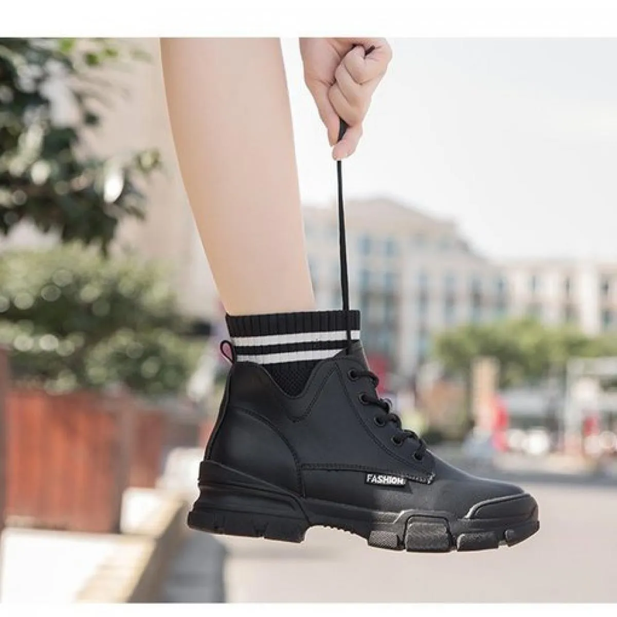 Stivali Europa donna autunno inverno nuova moda scarpe alte alla caviglia per donna stivali con plateau stringati tacco quadrato