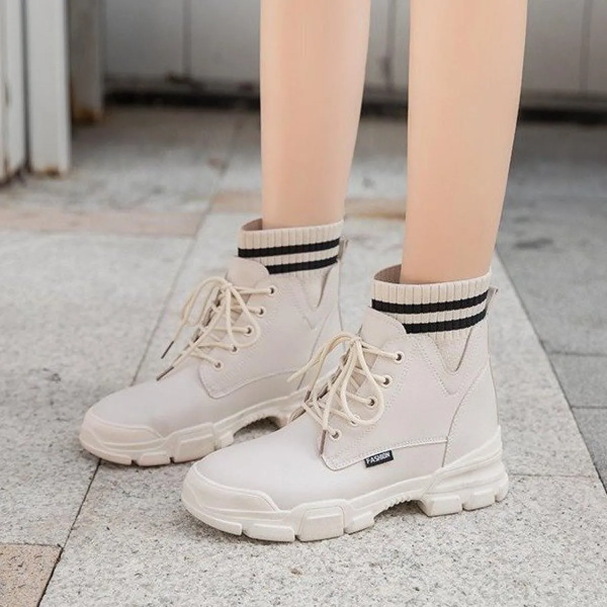 Stivali Europa donna autunno inverno nuova moda scarpe alte alla caviglia per donna stivali con plateau stringati tacco quadrato