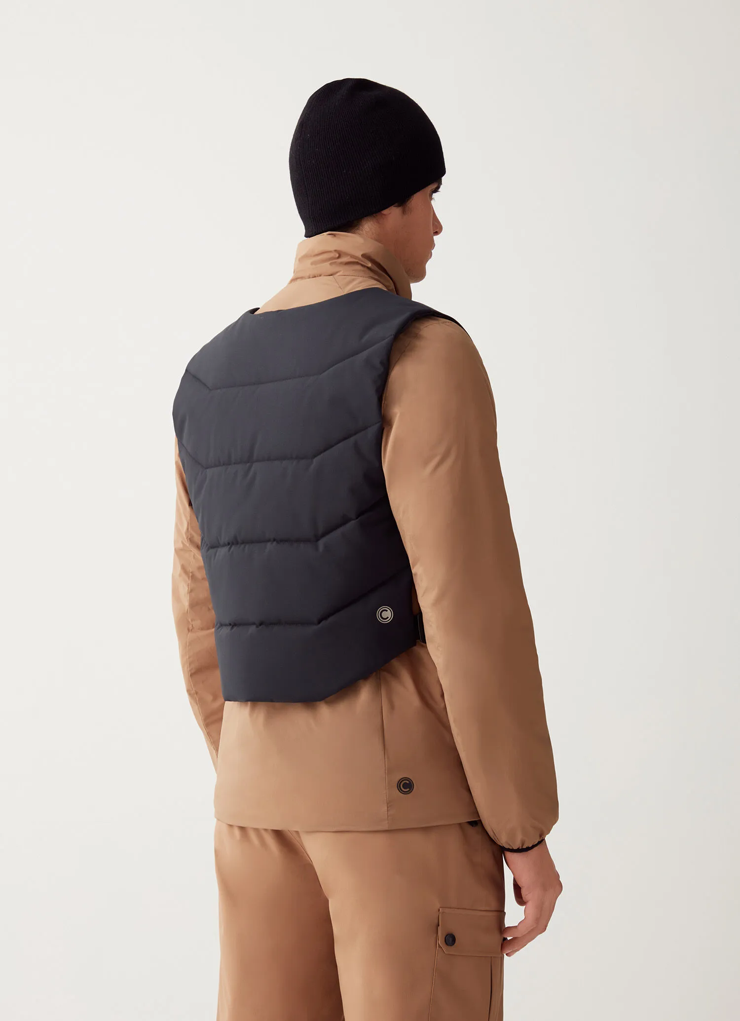 Stretch fabric gilet with chest pocket