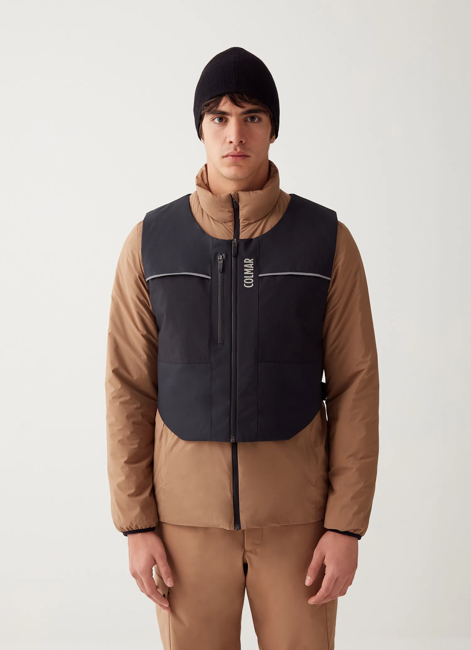 Stretch fabric gilet with chest pocket