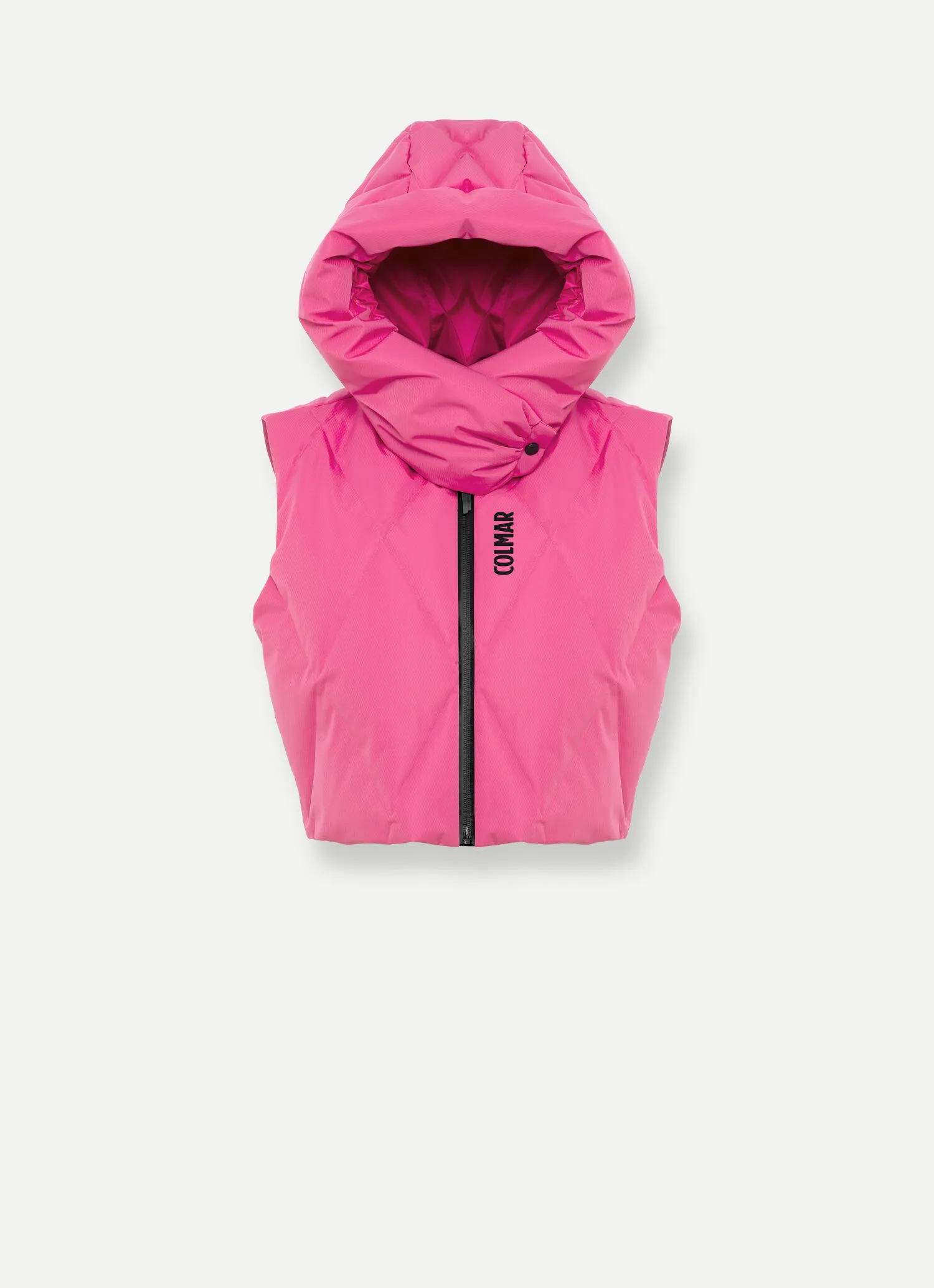 Stretch ski gilet with wide hood-collar
