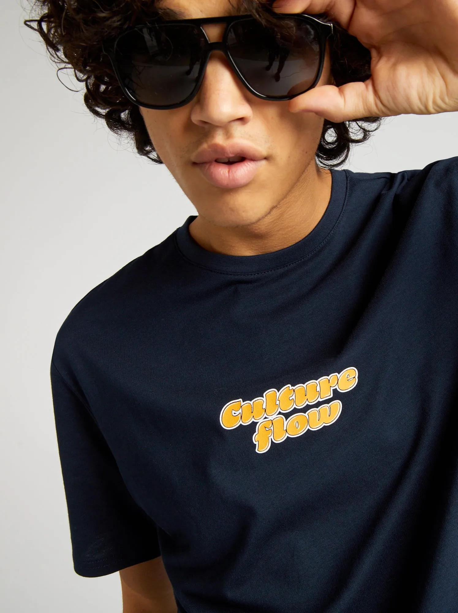 T-shirt a maniche corte con scritte - BLU