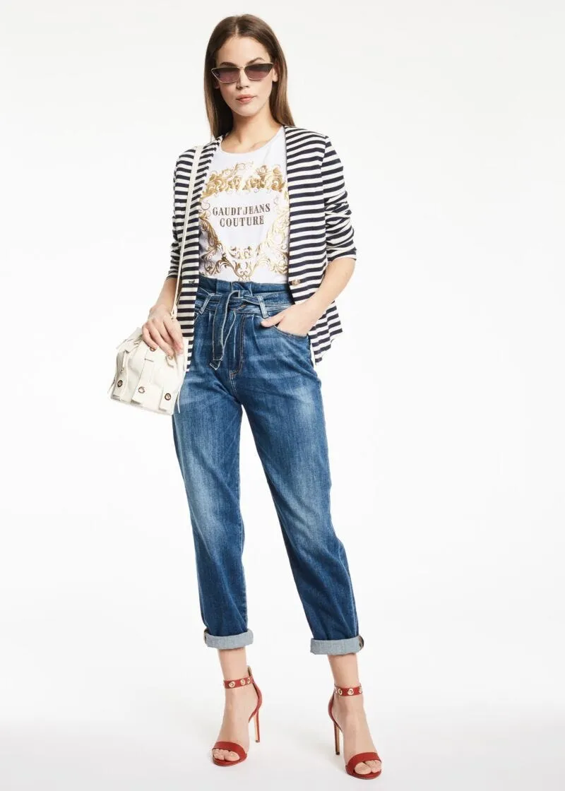 T-shirt con stampa dorata