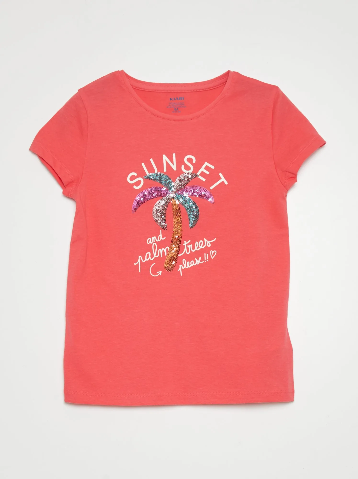 T-shirt in cotone scollo tondo - ROSA
