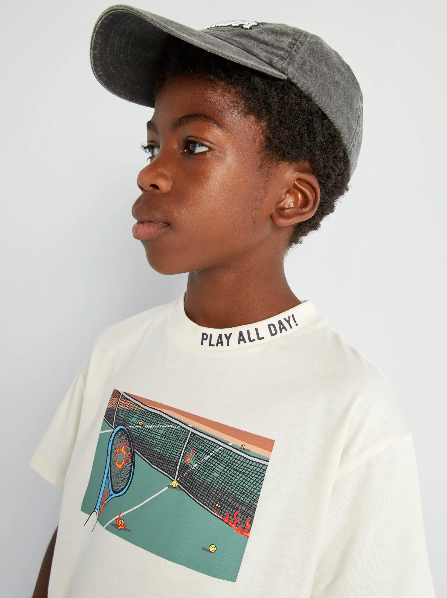 T-shirt in jersey 'Tennis' a maniche corte - BEIGE