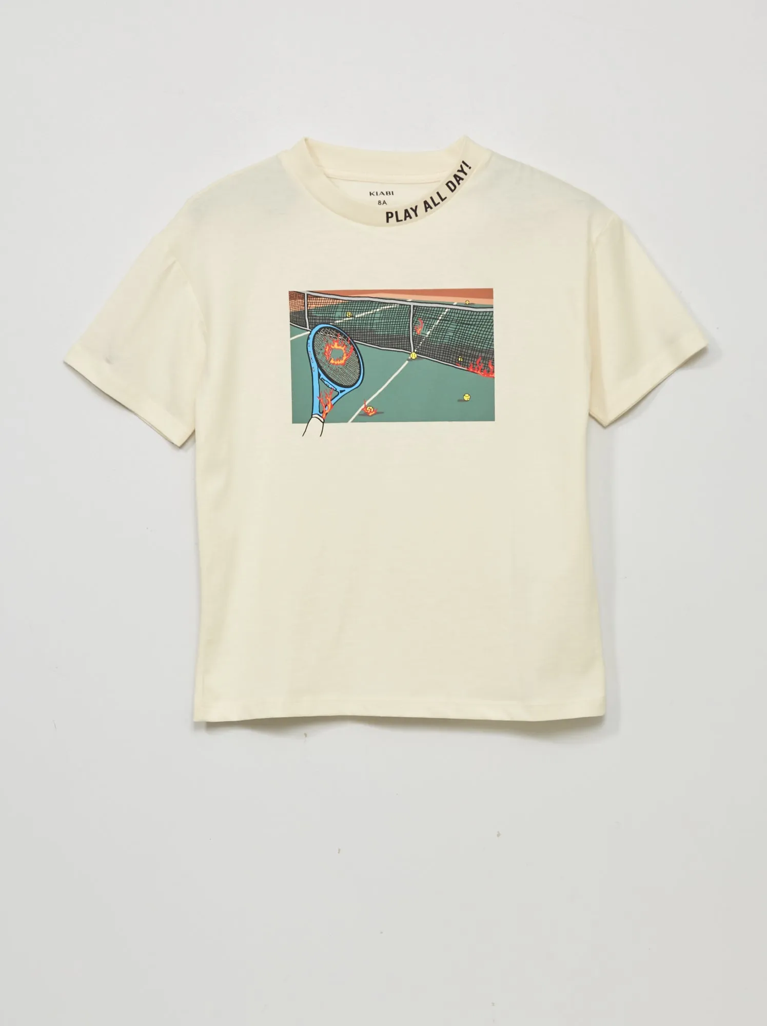 T-shirt in jersey 'Tennis' a maniche corte - BEIGE